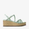 Sandalias de cuña Nyra 60 de piel napa verde Sandalias de cuña Nyra 60 de piel napa verde