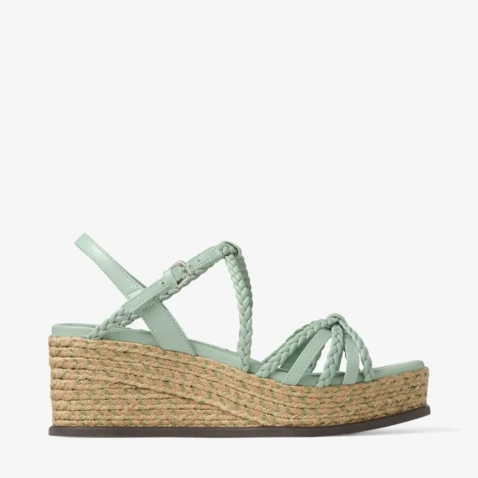 Sandalias de cuña Nyra 60 de piel napa verde Sandalias de cuña Nyra 60 de piel napa verde