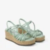 Sandalias de cuña Nyra 60 de piel napa verde Sandalias de cuña Nyra 60 de piel napa verde
