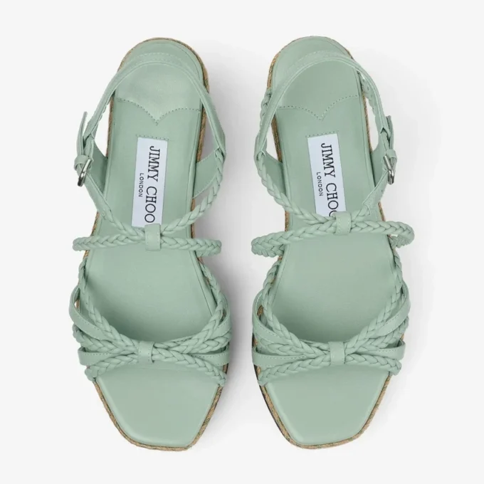 Sandalias de cuña Nyra 60 de piel napa verde Sandalias de cuña Nyra 60 de piel napa verde