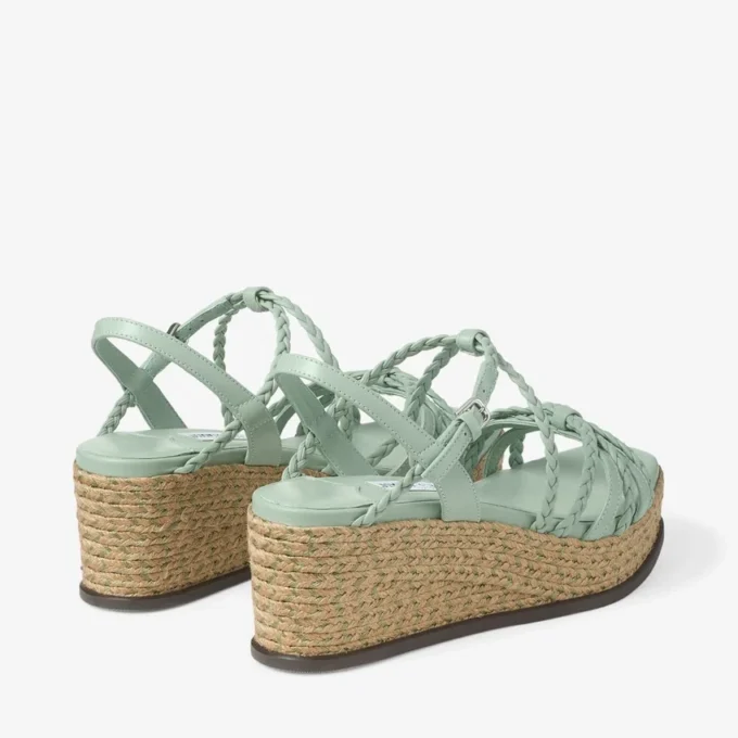 Sandalias de cuña Nyra 60 de piel napa verde Sandalias de cuña Nyra 60 de piel napa verde