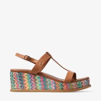 Sandalias de cuña Theia 60 con rafia multicolor en diseño chevron