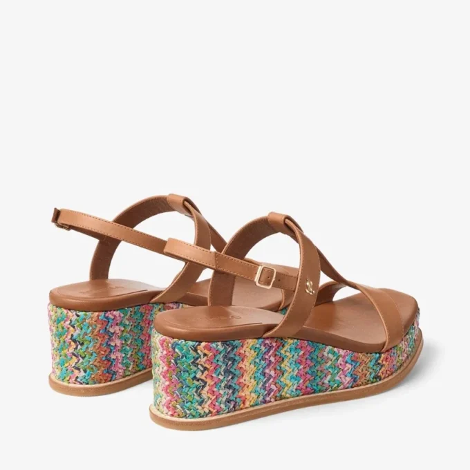 Sandalias de cuña Theia 60 con rafia multicolor en diseño chevron Sandalias de cuña Theia 60 con rafia multicolor en diseño chevron