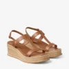 Sandalias de cuña Theia 60 en piel marrón claro Sandalias de cuña Theia 60 en piel marrón claro