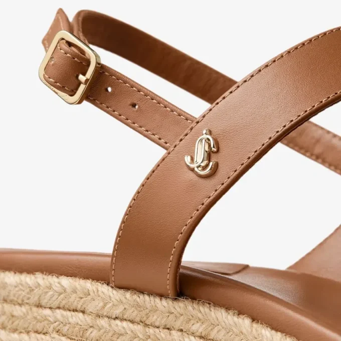 Sandalias de cuña Theia 60 en piel marrón claro Sandalias de cuña Theia 60 en piel marrón claro