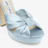 Sandalias de plataforma Heloise 120 de satén azul hielo Sandalias de plataforma Heloise 120 de satén azul hielo