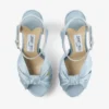 Sandalias de plataforma Heloise 120 de satén azul hielo Sandalias de plataforma Heloise 120 de satén azul hielo