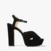 Sandalias de plataforma Heloise 120 de terciopelo negro Sandalias de plataforma Heloise 120 de terciopelo negro