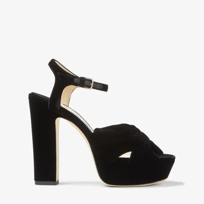 Sandalias de plataforma Heloise 120 de terciopelo negro Sandalias de plataforma Heloise 120 de terciopelo negro