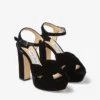 Sandalias de plataforma Heloise 120 de terciopelo negro Sandalias de plataforma Heloise 120 de terciopelo negro