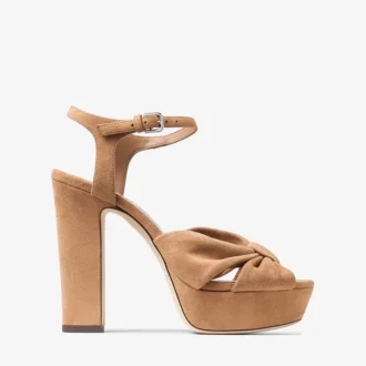 Sandalias de plataforma Heloise 120 en ante color toffee