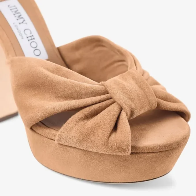 Sandalias de plataforma Heloise 120 en ante color toffee Sandalias de plataforma Heloise 120 en ante color toffee