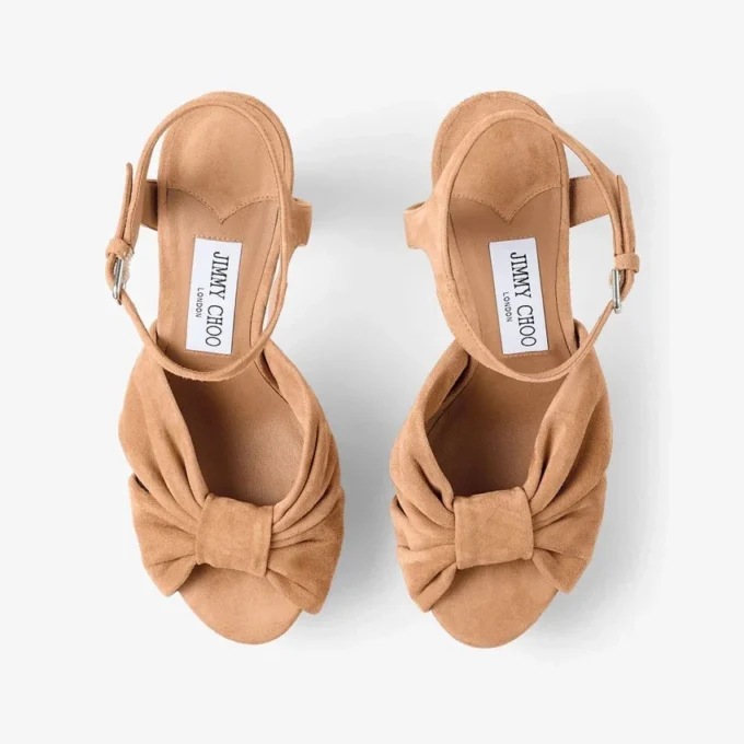 Sandalias de plataforma Heloise 120 en ante color toffee Sandalias de plataforma Heloise 120 en ante color toffee