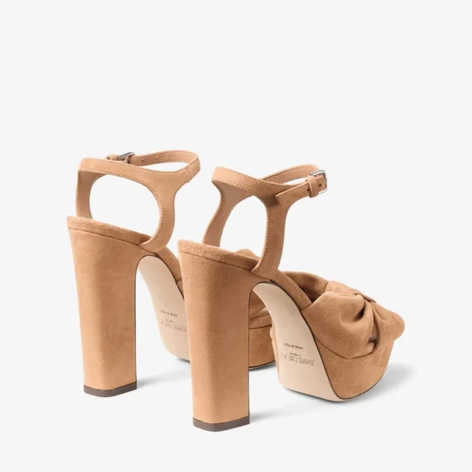 Sandalias de plataforma Heloise 120 en ante color toffee Sandalias de plataforma Heloise 120 en ante color toffee