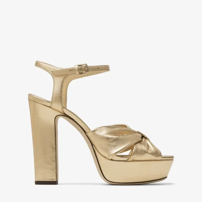 Sandalias de plataforma Heloise 120 en piel napa metalizada dorada Sandalias de plataforma Heloise 120 en piel napa metalizada dorada