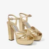 Sandalias de plataforma Heloise 120 en piel napa metalizada dorada Sandalias de plataforma Heloise 120 en piel napa metalizada dorada