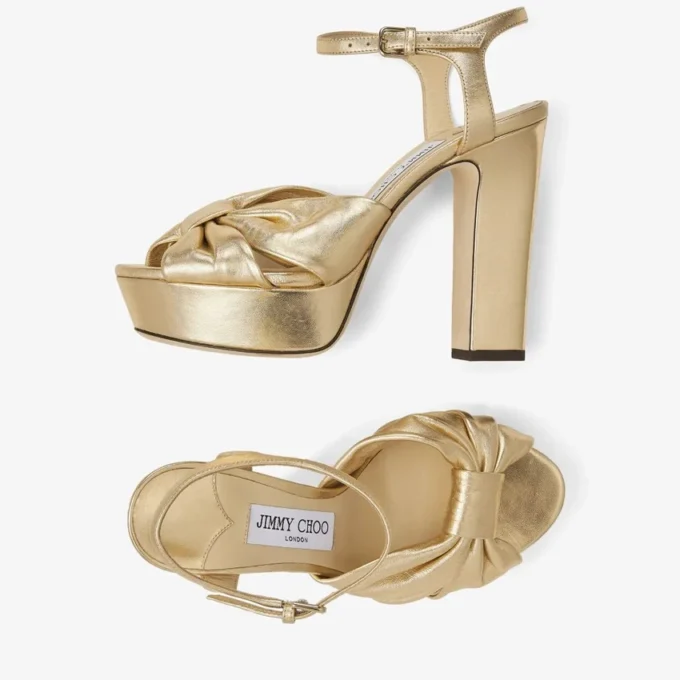 Sandalias de plataforma Heloise 120 en piel napa metalizada dorada Sandalias de plataforma Heloise 120 en piel napa metalizada dorada