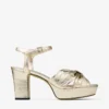 Sandalias de plataforma Heloise 80 de piel metalizada dorada vintage Sandalias de plataforma Heloise 80 de piel metalizada dorada vintage
