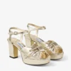 Sandalias de plataforma Heloise 80 de piel metalizada dorada vintage Sandalias de plataforma Heloise 80 de piel metalizada dorada vintage