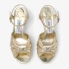 Sandalias de plataforma Heloise 80 de piel metalizada dorada vintage Sandalias de plataforma Heloise 80 de piel metalizada dorada vintage