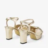 Sandalias de plataforma Heloise 80 de piel metalizada dorada vintage Sandalias de plataforma Heloise 80 de piel metalizada dorada vintage