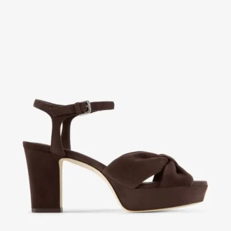 Sandalias de plataforma Heloise 80 en ante color chocolate