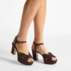 Sandalias de plataforma Heloise 80 en ante color chocolate Sandalias de plataforma Heloise 80 en ante color chocolate