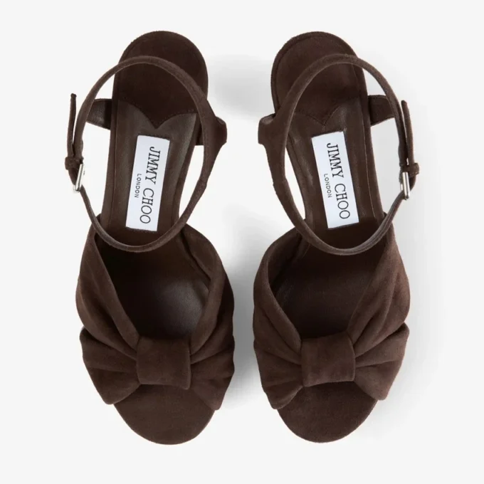 Sandalias de plataforma Heloise 80 en ante color chocolate Sandalias de plataforma Heloise 80 en ante color chocolate