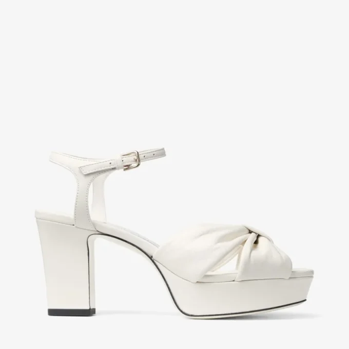 Sandalias de plataforma Heloise 80 en piel napa color latte Sandalias de plataforma Heloise 80 en piel napa color latte