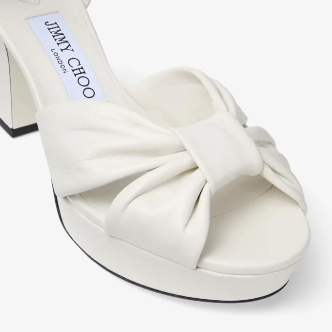Sandalias de plataforma Heloise 80 en piel napa color latte Sandalias de plataforma Heloise 80 en piel napa color latte