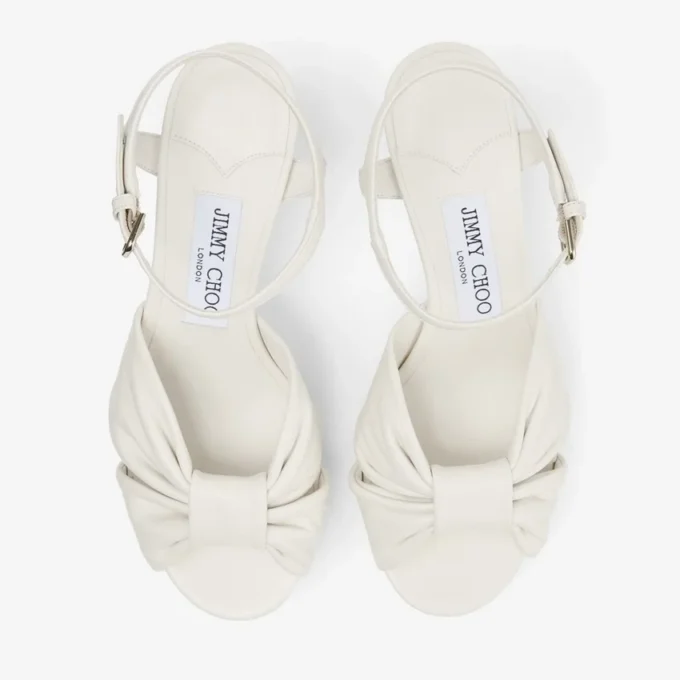 Sandalias de plataforma Heloise 80 en piel napa color latte Sandalias de plataforma Heloise 80 en piel napa color latte