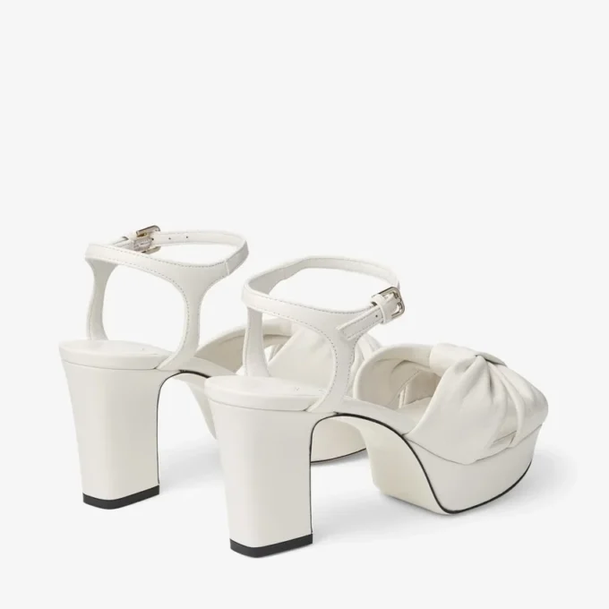 Sandalias de plataforma Heloise 80 en piel napa color latte Sandalias de plataforma Heloise 80 en piel napa color latte