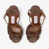 Sandalias de plataforma Kove 120 de rafia fina en color chocolate y marrón claro Sandalias de plataforma Kove 120 de rafia fina en color chocolate y marrón claro