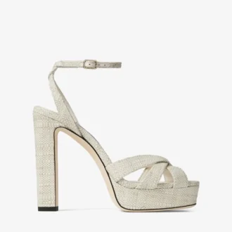 Sandalias de plataforma Kove 120 de rafia fina natural