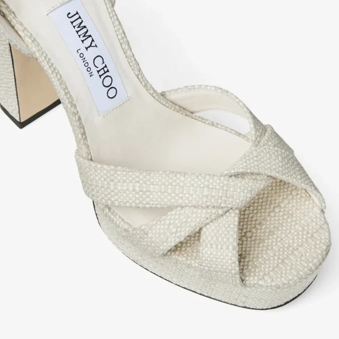 Sandalias de plataforma Kove 120 de rafia fina natural Sandalias de plataforma Kove 120 de rafia fina natural