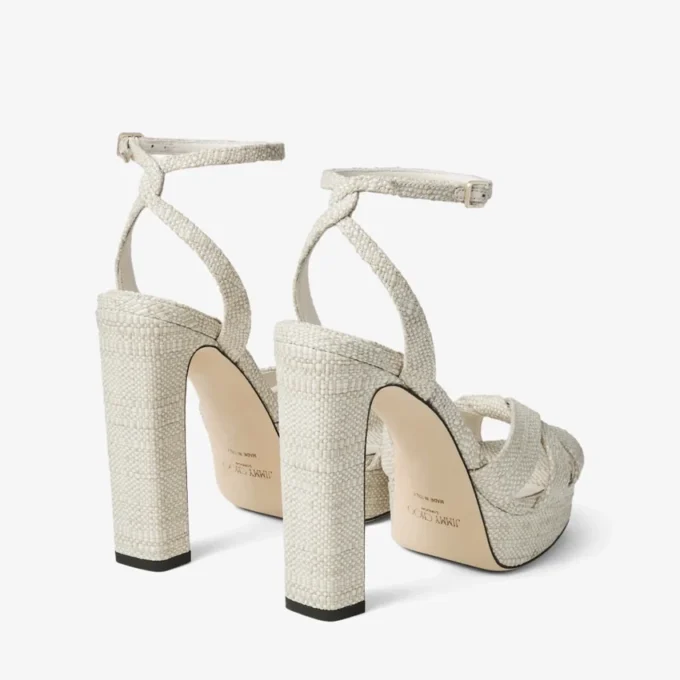 Sandalias de plataforma Kove 120 de rafia fina natural Sandalias de plataforma Kove 120 de rafia fina natural