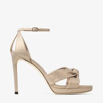 Sandalias de plataforma Rosie 100 en ante dorado brillante
