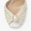 Sandalias de plataforma Sacaria 120 de satén blanco con adornos de perlas por toda la superficie Sandalias de plataforma Sacaria 120 de satén blanco con adornos de perlas por toda la superficie