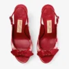 Sandalias de plataforma Ziva 120 en algodón de cuadros vichy rojo rubí con lazo