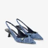 Sandalias de talón abierto Amita 45 en denim marino con diseño entrecruzado y charol Sandalias de talón abierto Amita 45 en denim marino con diseño entrecruzado y charol