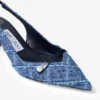 Sandalias de talón abierto Amita 45 en denim marino con diseño entrecruzado y charol Sandalias de talón abierto Amita 45 en denim marino con diseño entrecruzado y charol