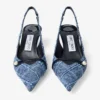 Sandalias de talón abierto Amita 45 en denim marino con diseño entrecruzado y charol Sandalias de talón abierto Amita 45 en denim marino con diseño entrecruzado y charol