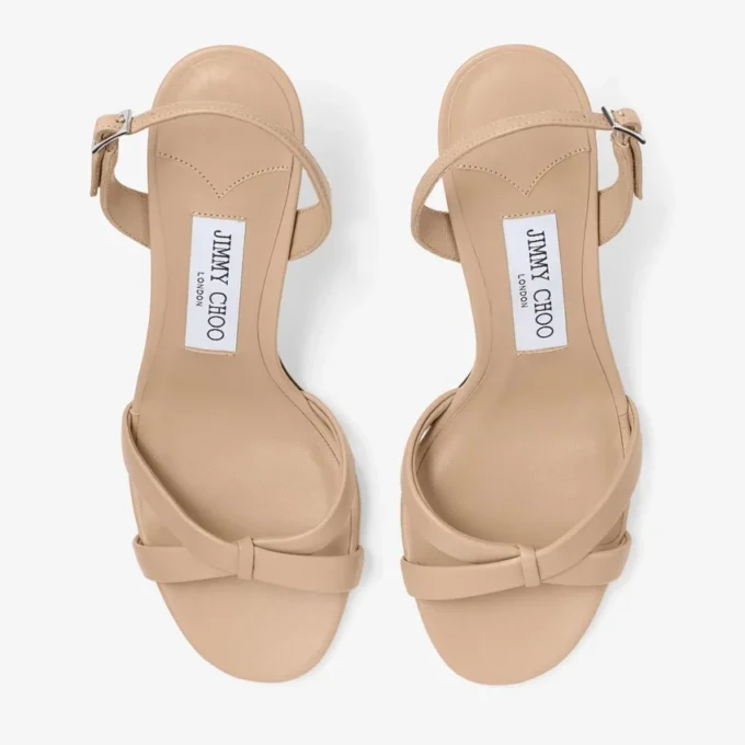 Sandalias de talón abierto Elsy 70 Chai de piel napa