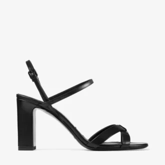 Sandalias Elsy de tacón grueso de 85 mm en piel napa negra