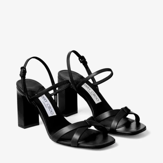 Sandalias Elsy de tacón grueso de 85 mm en piel napa negra Sandalias Elsy de tacón grueso de 85 mm en piel napa negra