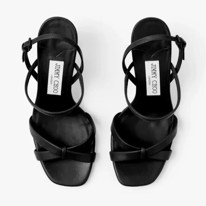 Sandalias Elsy de tacón grueso de 85 mm en piel napa negra Sandalias Elsy de tacón grueso de 85 mm en piel napa negra