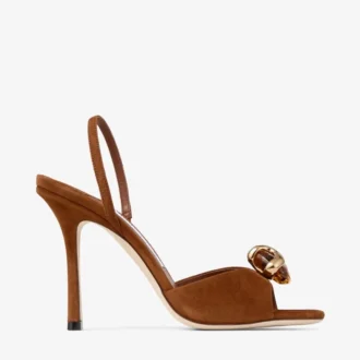 Sandalias Emani 100 de ante marrón claro y ámbar