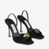 Sandalias Emani 100 de ante negro y verde trébol