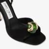 Sandalias Emani 100 de ante negro y verde trébol