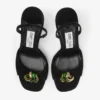 Sandalias Emani 100 de ante negro y verde trébol